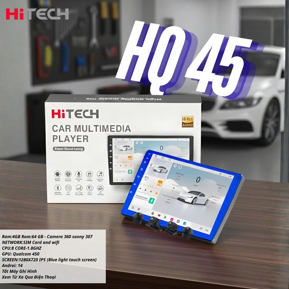 Độ Màn Hình Android Ô Tô Hitech HQ45 (4GB/64GB) Tích Hợp Camera 360 tại Joyauto Thanh Hoá chính hãng