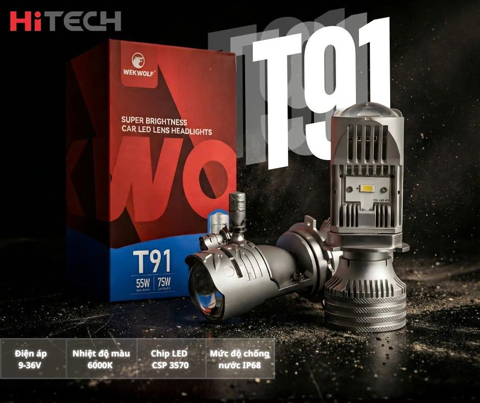 Lắp Đặt Đèn Bi Cầu Mini WEKWOLF T91 Pro tại Joyauto Thanh Hoá chính hãng
